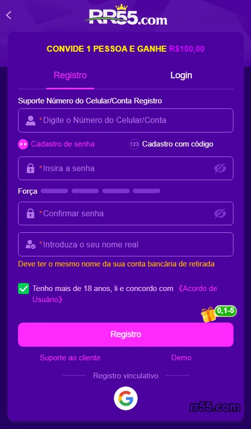 Jogos ao vivo e slots no cassino rr55.com